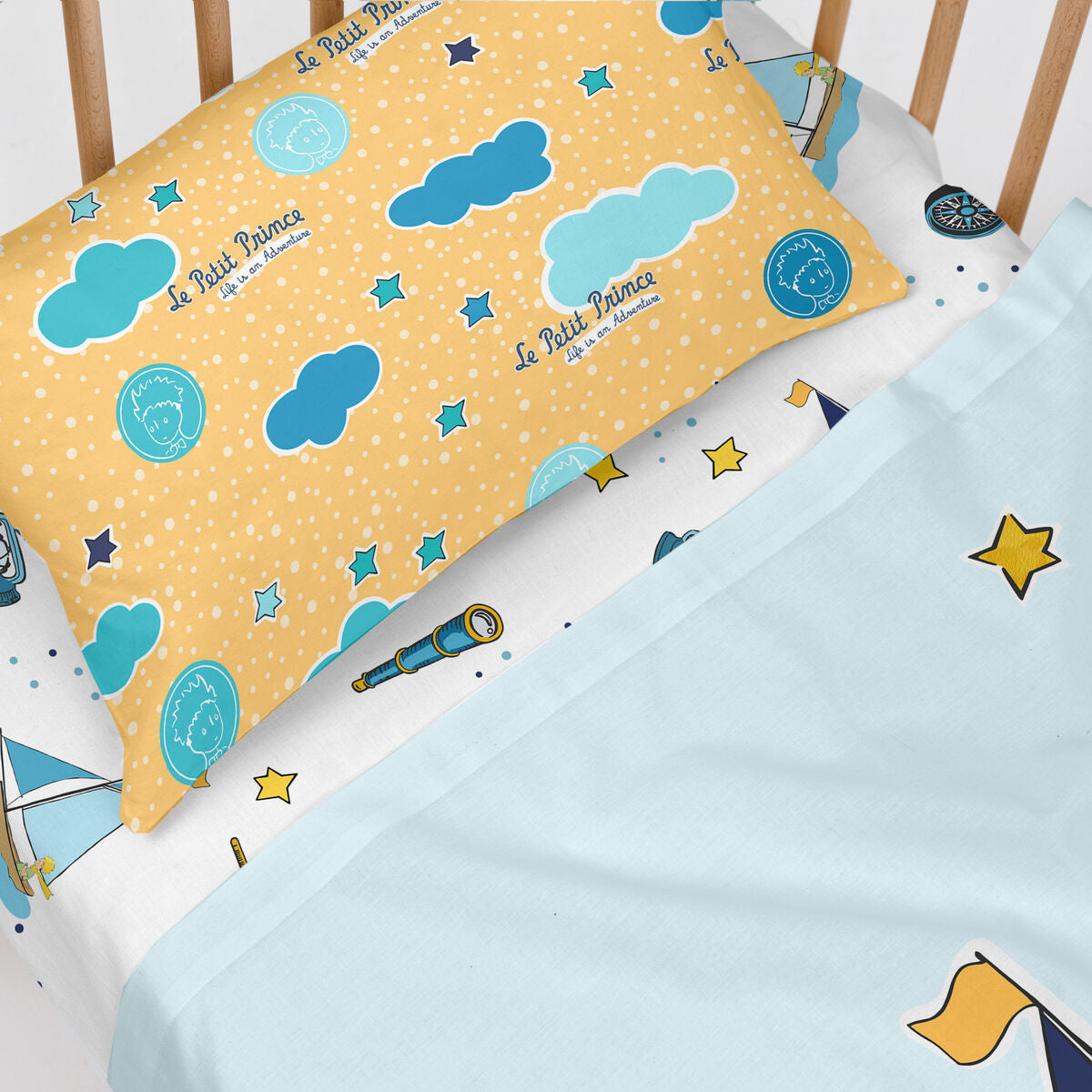 HappyFriday Le Petit Prince Navigateur Multicolor Baby Crib Sheet Set 2 Pieces