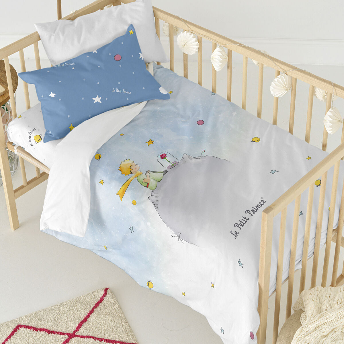 HappyFriday Le Petit Prince Univers Multicolor Baby Crib Duvet Cover Set 2 Pieces