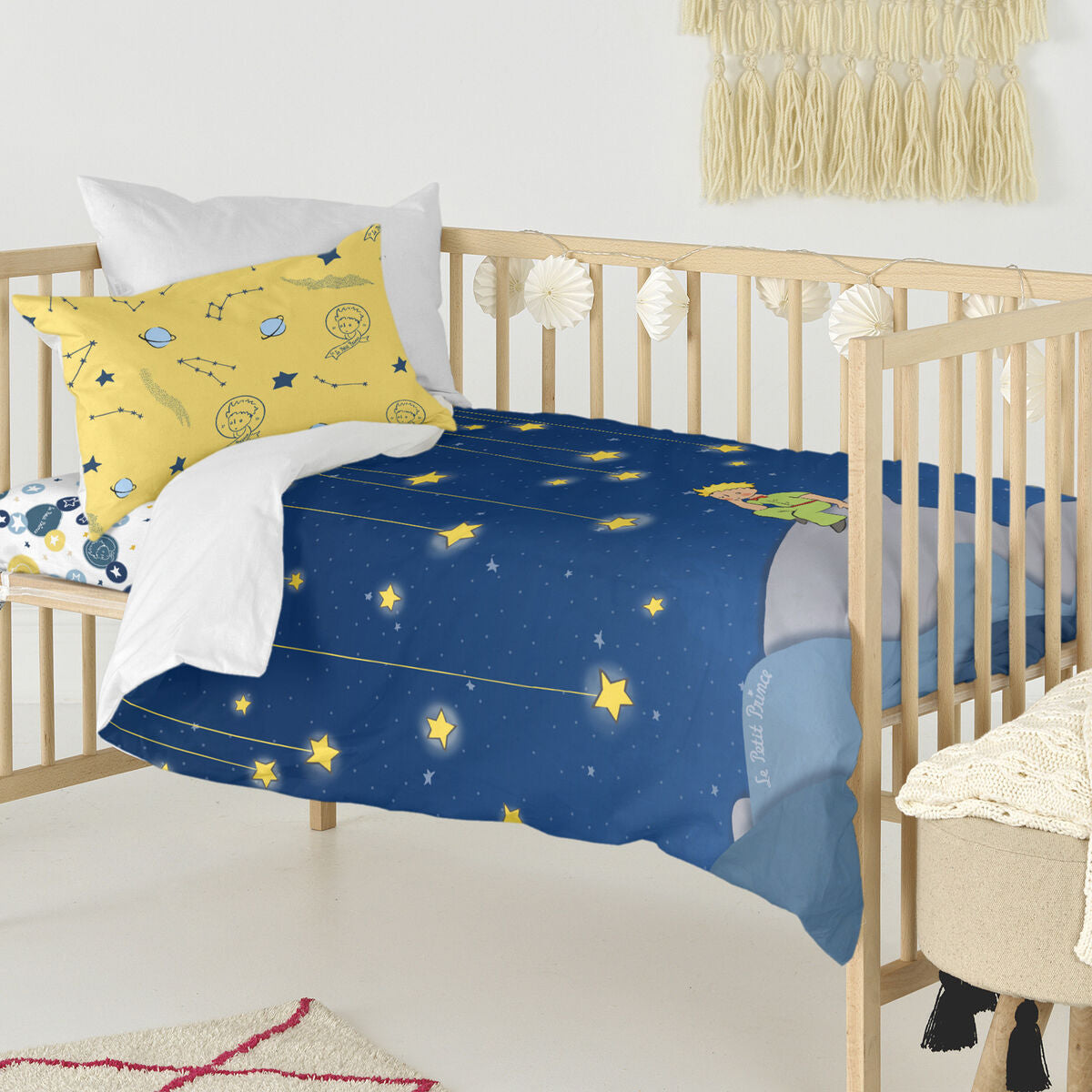 HappyFriday Le Petit Prince La Nuit Multicolor Baby Crib Duvet Cover Set 2 Pieces