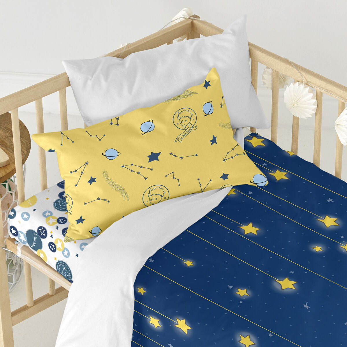 Juego de funda nórdica HappyFriday Le Petit Prince La Nuit Multicolor Cuna de Bebé 2 Piezas