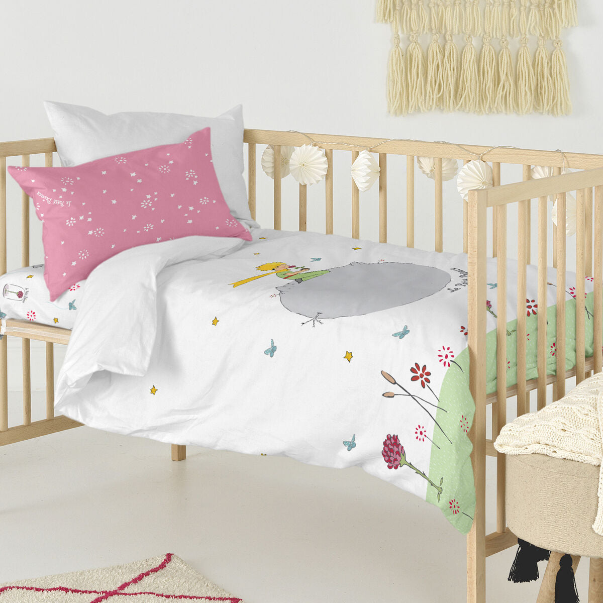 HappyFriday Le Petit Prince Campagne Multicolor Baby Crib Duvet Cover Set 2 Pieces