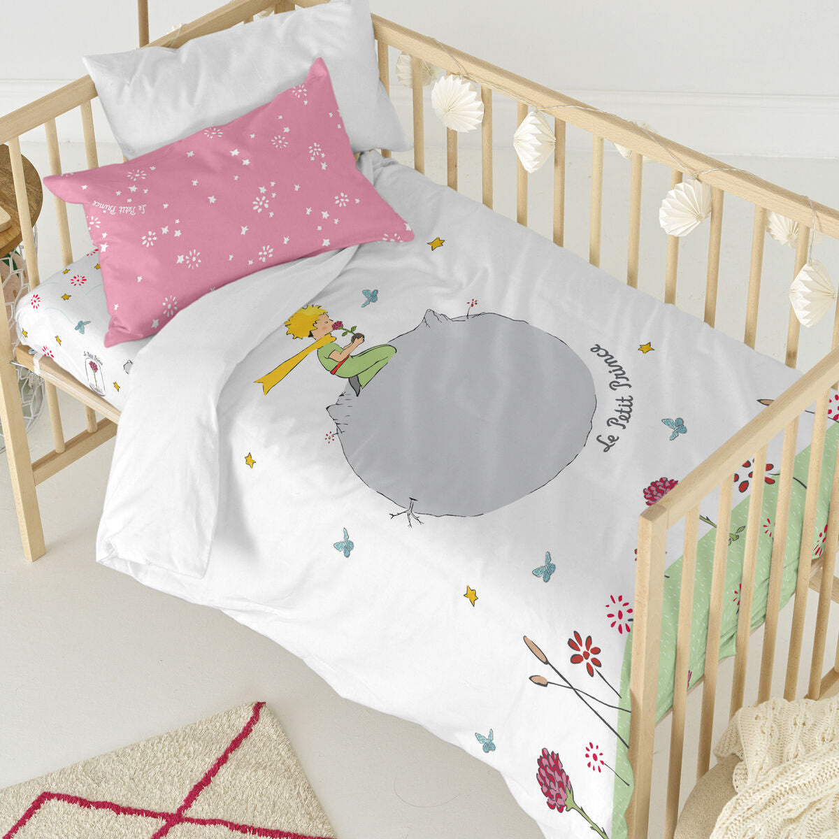 HappyFriday Le Petit Prince Campagne Multicolor Baby Crib Duvet Cover Set 2 Pieces