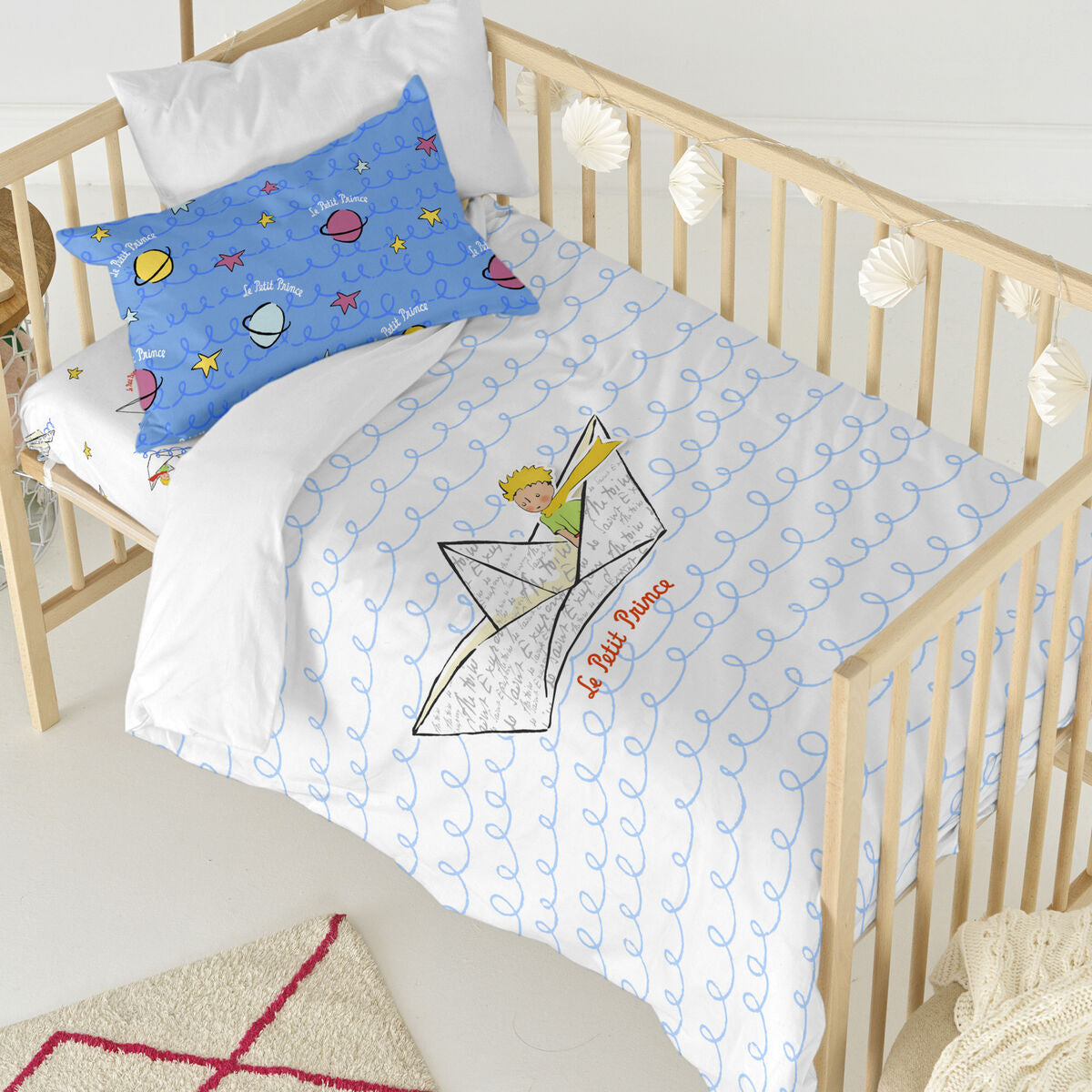 HappyFriday Le Petit Prince Navire Multicolor Baby Crib Duvet Cover Set 2 Pieces