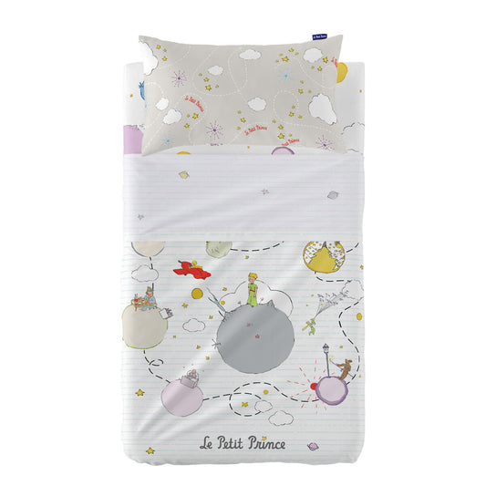 Juego de Sábanas HappyFriday Le Petit prince Voyageur  Multicolor Cuna de Bebé 2 Piezas