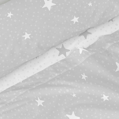 Juego de Sábanas HappyFriday Basic Kids Little star Gris Cama de 80/90 2 Piezas