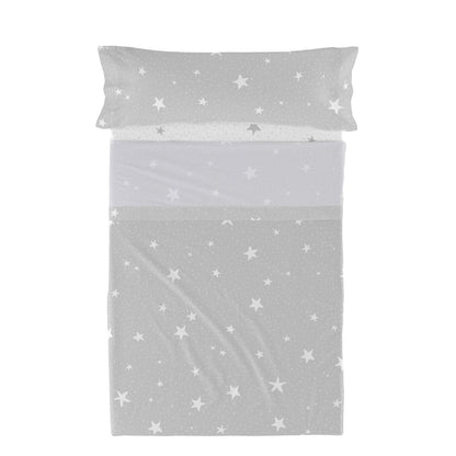 Juego de Sábanas HappyFriday Basic Kids Little star Gris Cama de 105 180 x 270 cm 2 Piezas