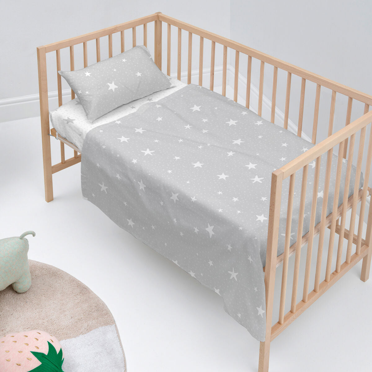 HappyFriday Basic Kids Little star Grey Baby Crib Sheet Set 2 Pieces