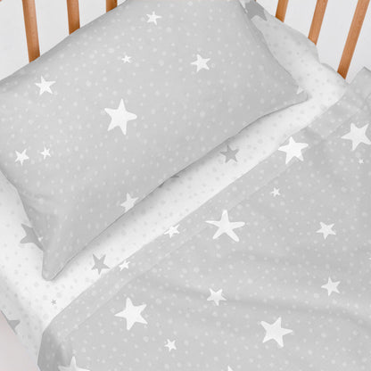 HappyFriday Basic Kids Little star Grey Baby Crib Sheet Set 2 Pieces