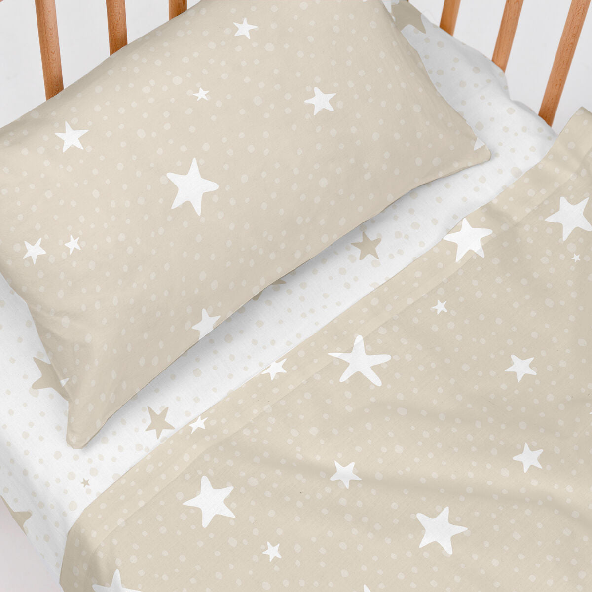 HappyFriday Basic Kids Little star Beige Baby Crib Sheet Set 2 Pieces