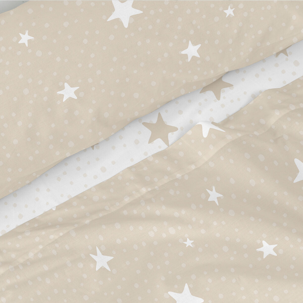 Juego de Sábanas HappyFriday Basic Kids Little star Beige Cama de 105 180 x 270 cm 2 Piezas