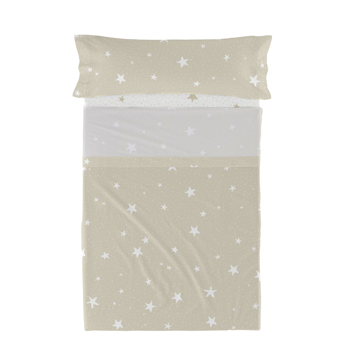 Juego de Sábanas HappyFriday Basic Kids Little star Beige Cama de 105 180 x 270 cm 2 Piezas