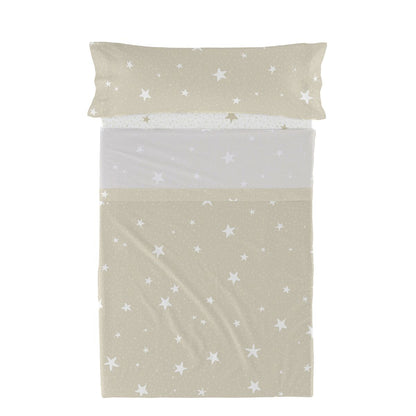 Juego de Sábanas HappyFriday Basic Kids Little star Beige Cama de 80/90 2 Piezas