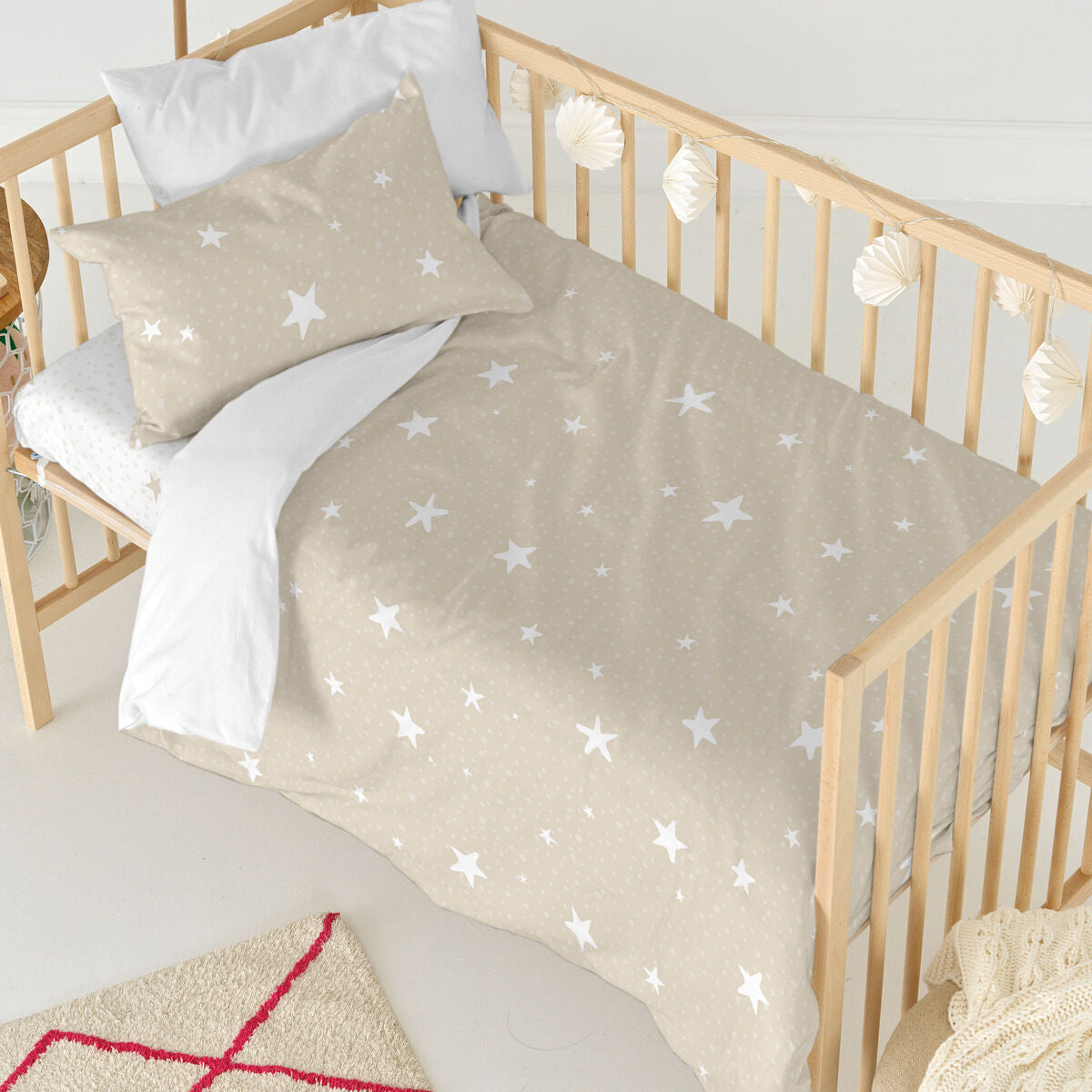 HappyFriday Basic Kids Beige Baby Crib Duvet Cover Set 2 Pieces