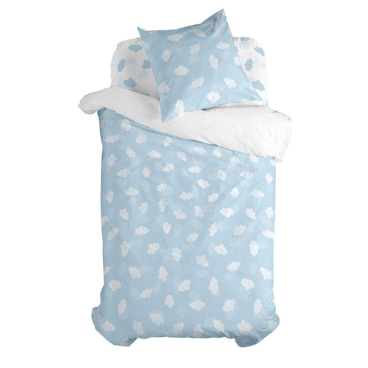 Juego de funda nórdica HappyFriday Basic Kids Azul Cama de 80 2 Piezas