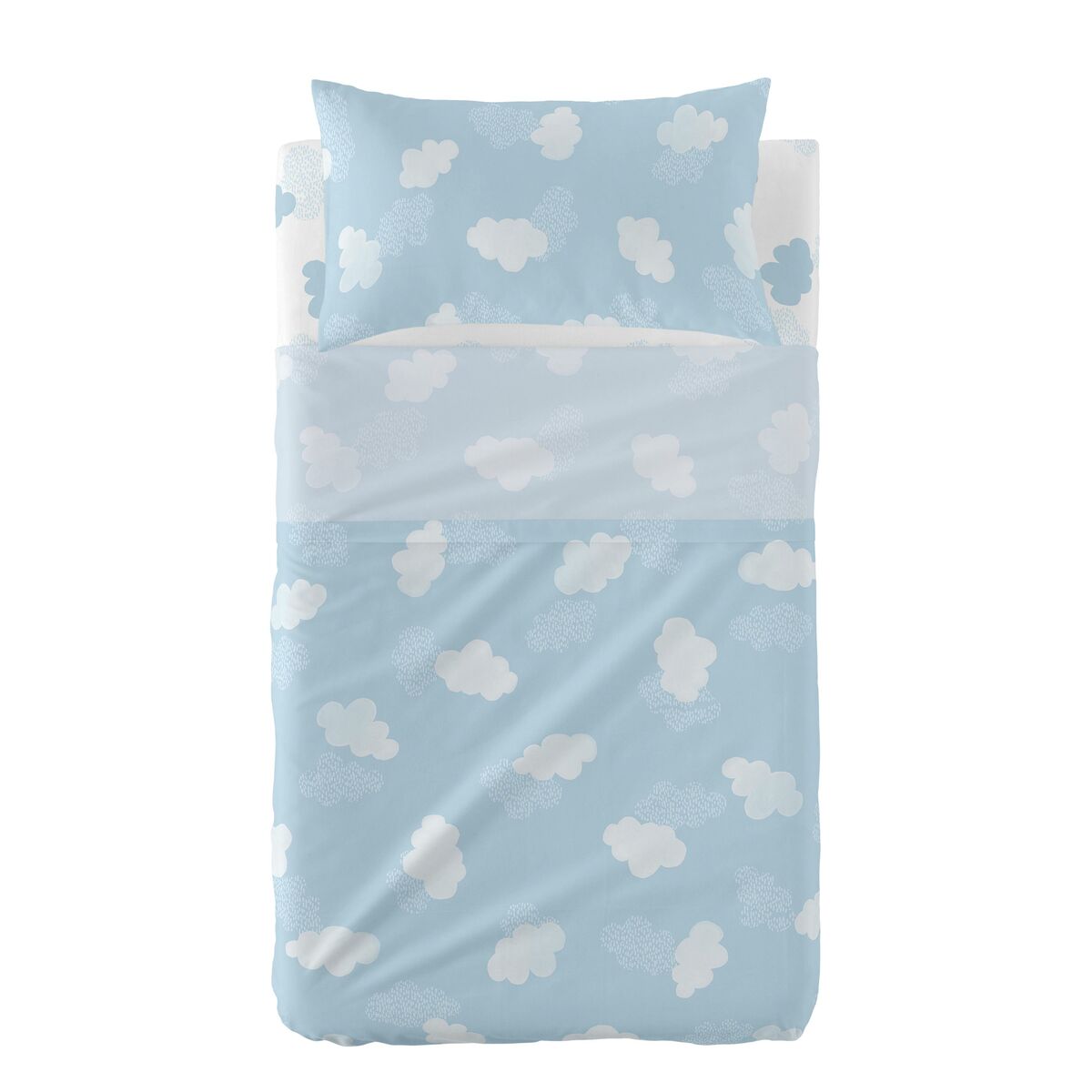 HappyFriday Basic Kids Clouds Blue Baby Crib Sheet Set 2 Pieces