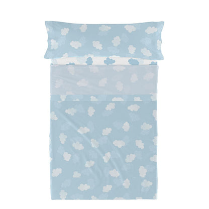 HappyFriday Basic Kids Clouds Blue Sheet Set 80/90 Bed 2 Pieces