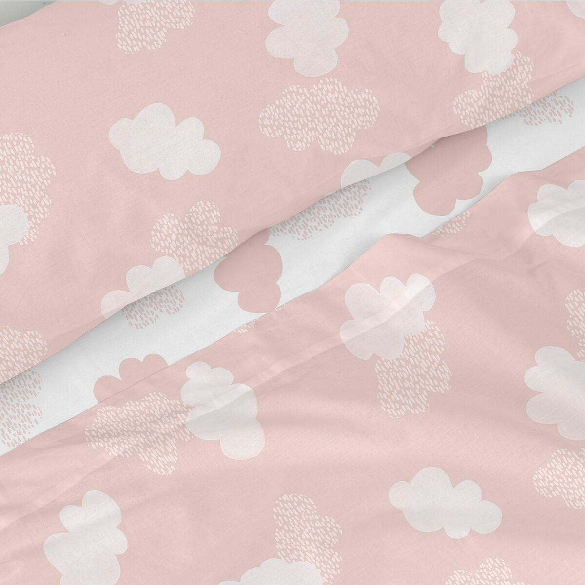 HappyFriday Basic Kids Clouds Pink Bed Sheet Set 105 180 x 270 cm 2 Pieces