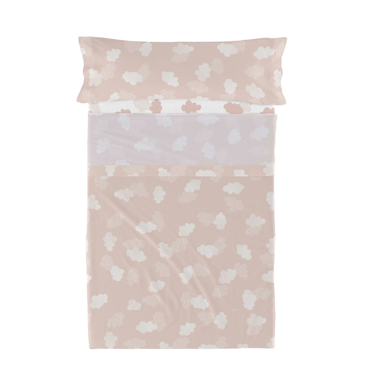 HappyFriday Basic Kids Clouds Pink Bed Sheet Set 105 180 x 270 cm 2 Pieces