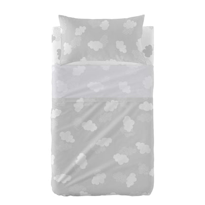 HappyFriday Basic Kids Clouds Grey Baby Crib Sheet Set 2 Pieces