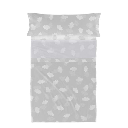 HappyFriday Basic Kids Clouds Grey Bed Sheet Set 105 180 x 270 cm 2 Pieces