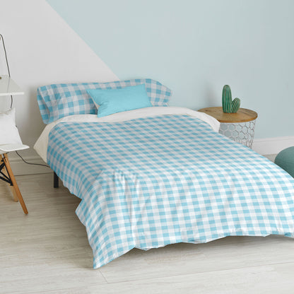 HappyFriday Basic Kids Duvet Cover Set Blue 105 Bed Vichy 2 Pieces