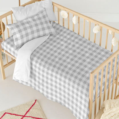 HappyFriday Basic Kids Grey Gingham Baby Crib Duvet Cover Set 2 Pieces