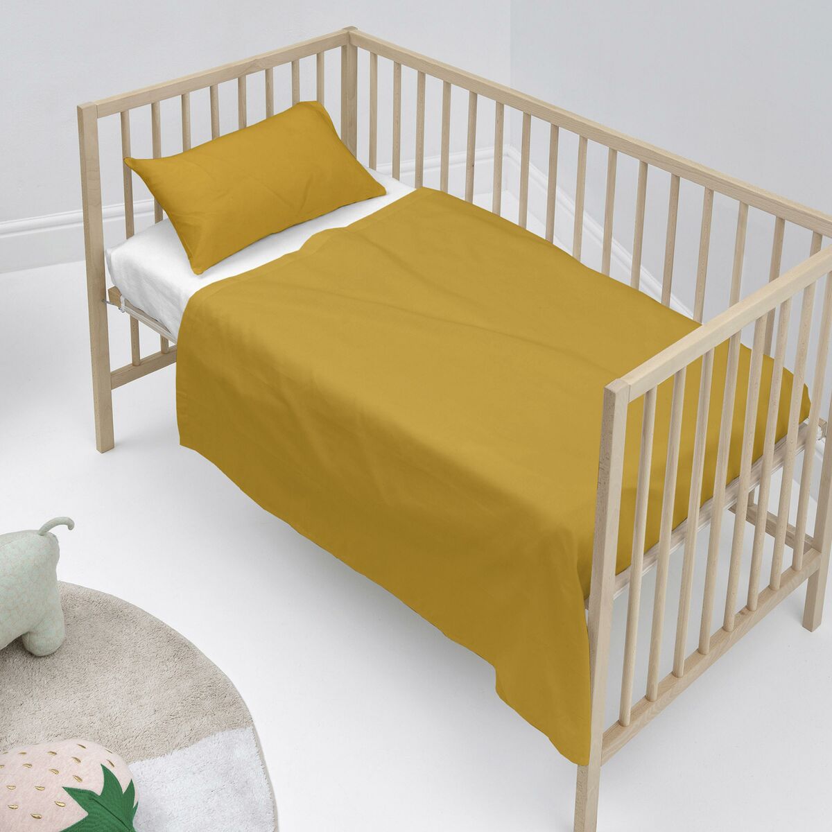 HappyFriday BASIC KIDS Mustard Baby Crib Sheet Set 2 Pieces