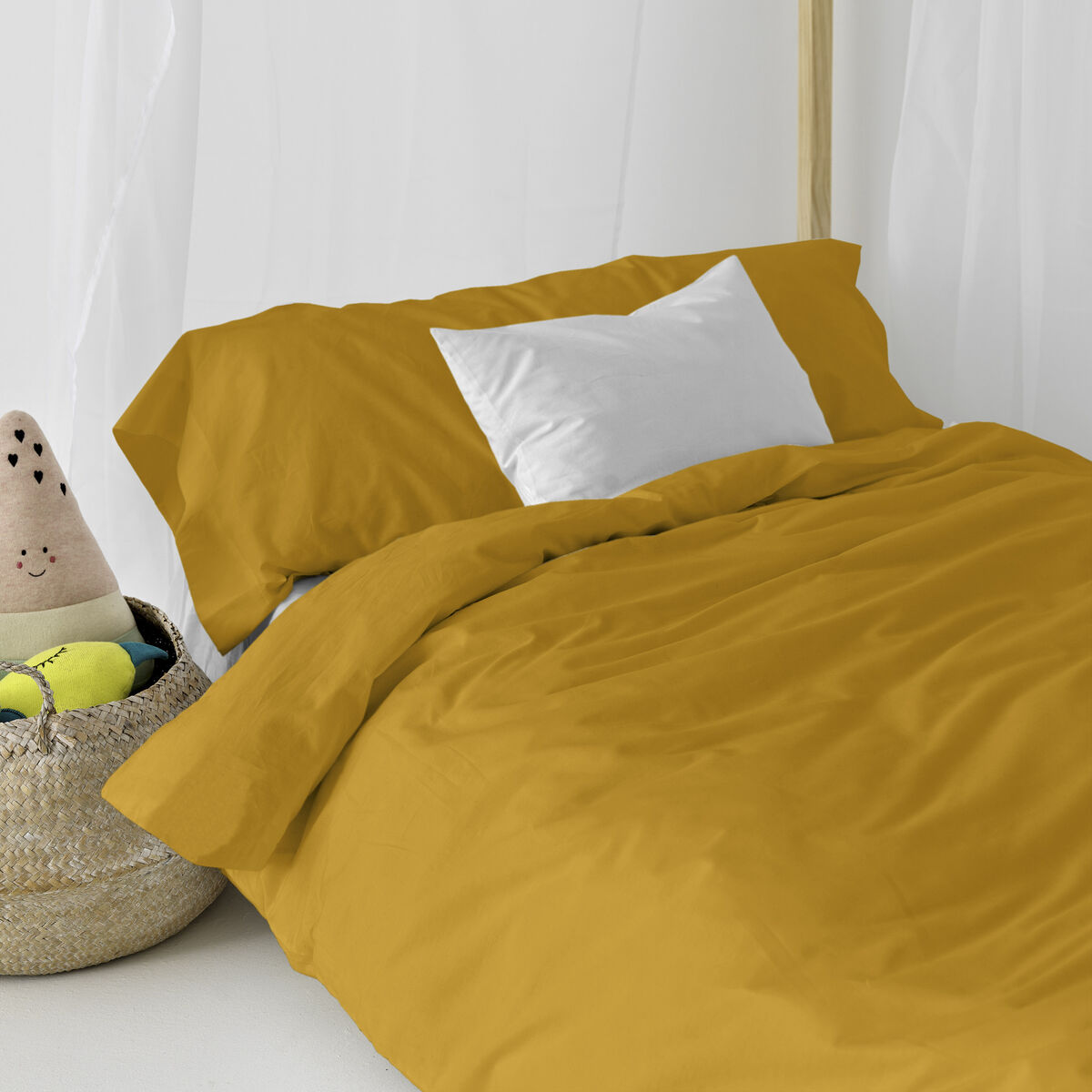 HappyFriday Basic Kids Mustard Duvet Cover Set 80/90 Bed 2 Pieces