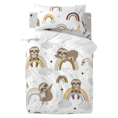 Moshi Moshi HappyFriday Sleepy Sloth Multicolor Baby Crib Duvet Cover Set 2 Pieces