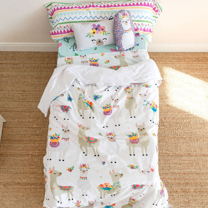 HappyFriday Moshi Moshi Cute Llamas Multicolor 2 Piece Duvet Cover Set