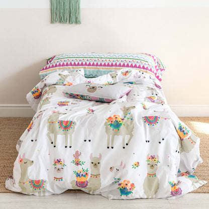 HappyFriday Moshi Moshi Cute Llamas Multicolor 2 Piece Duvet Cover Set