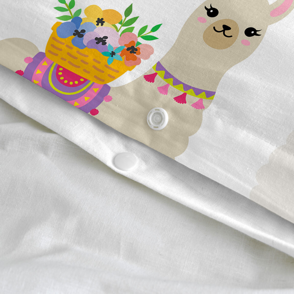 HappyFriday Moshi Moshi Cute Llamas Multicolor 2 Piece Duvet Cover Set