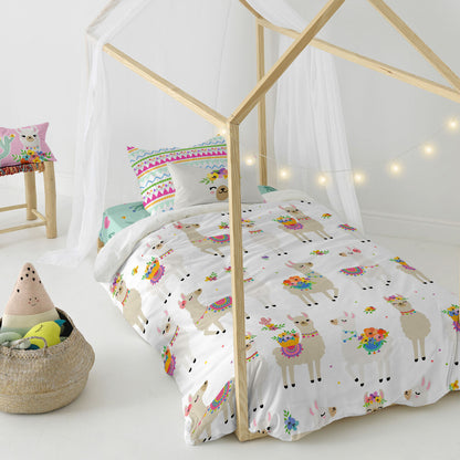 HappyFriday Moshi Moshi Cute Llamas Multicolor Duvet Cover Set 80cm x 200cm Bed