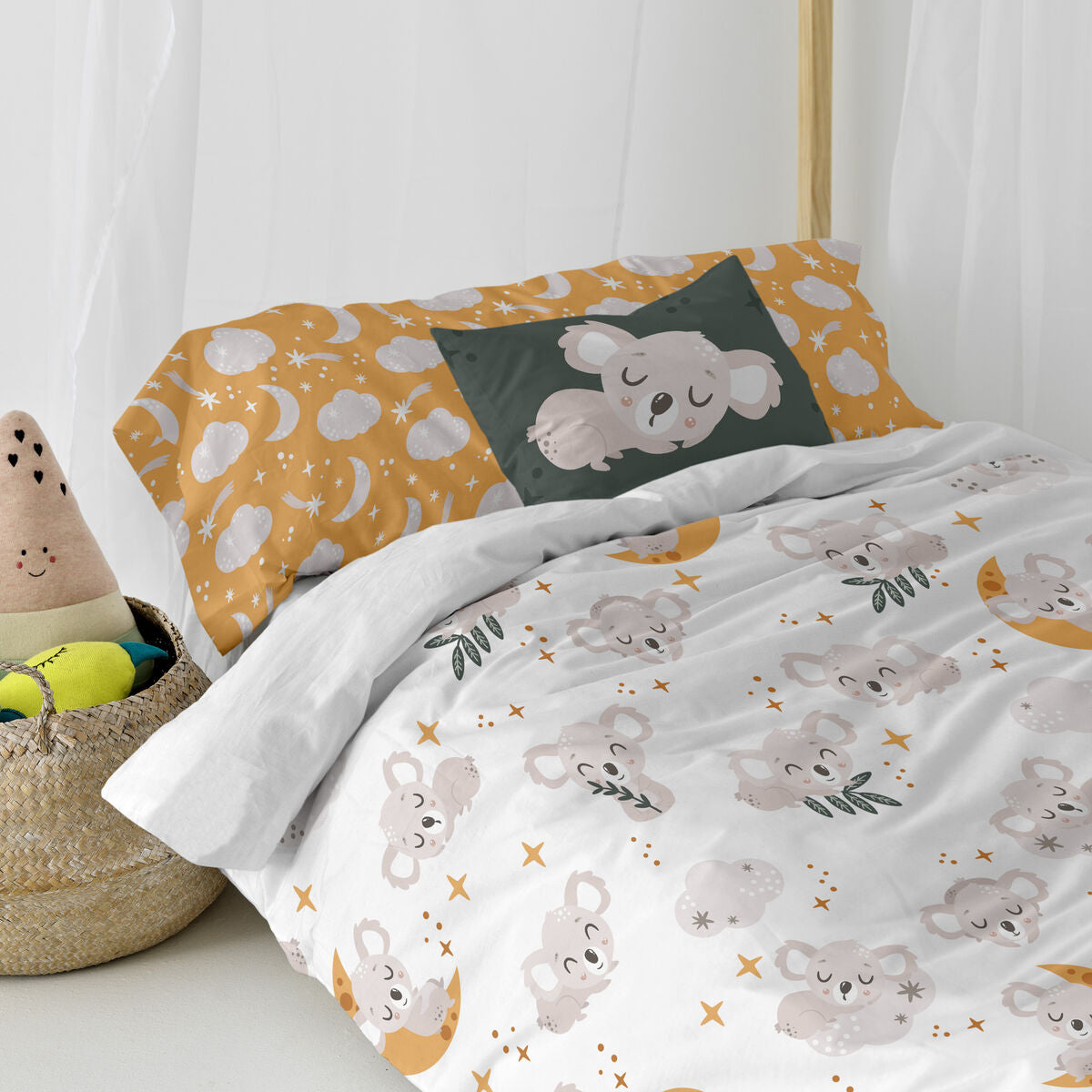 HappyFriday Moshi Moshi Baby Koala Multicolor Duvet Cover Set 105 Bed 2 Pieces