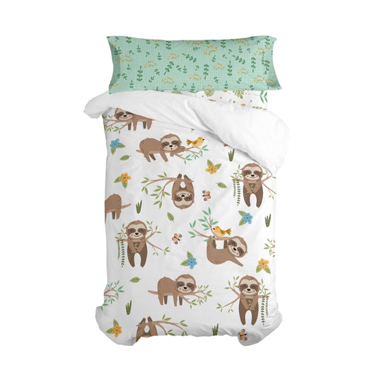 HappyFriday Moshi Moshi Happy Sloth Duvet Cover Set Multicolour Bed 80/90 2 Pieces