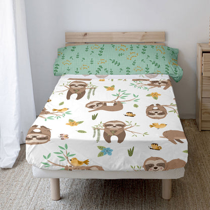 Moshi HappyFriday Sheet Set Moshi Happy sloth Multicolor Bed 105 2 Pieces