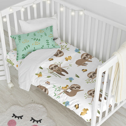 Moshi HappyFriday Moshi Happy Sloth Multicolor Baby Crib Duvet Cover Set 2 Pieces