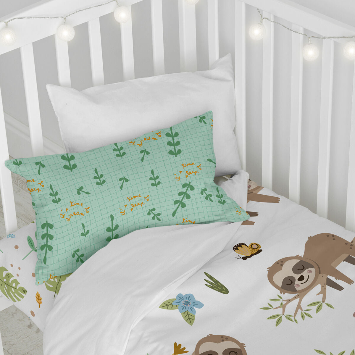 Moshi HappyFriday Moshi Happy Sloth Multicolor Baby Crib Duvet Cover Set 2 Pieces