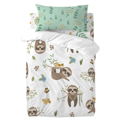 Moshi HappyFriday Moshi Happy Sloth Multicolor Baby Crib Duvet Cover Set 2 Pieces