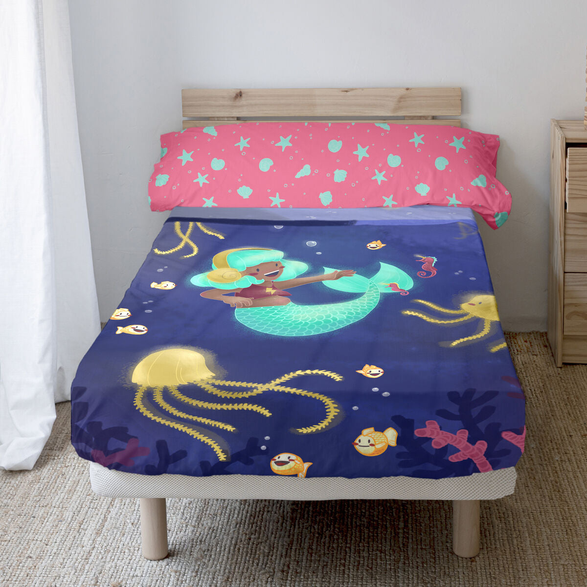 HappyFriday Mr Fox Happy Mermaid Multicolor Bed Sheet Set 105 2 Pieces