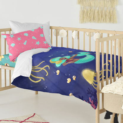 HappyFriday Mr Fox Happy mermaid Multicolor Baby Crib Duvet Cover Set 2 Pieces