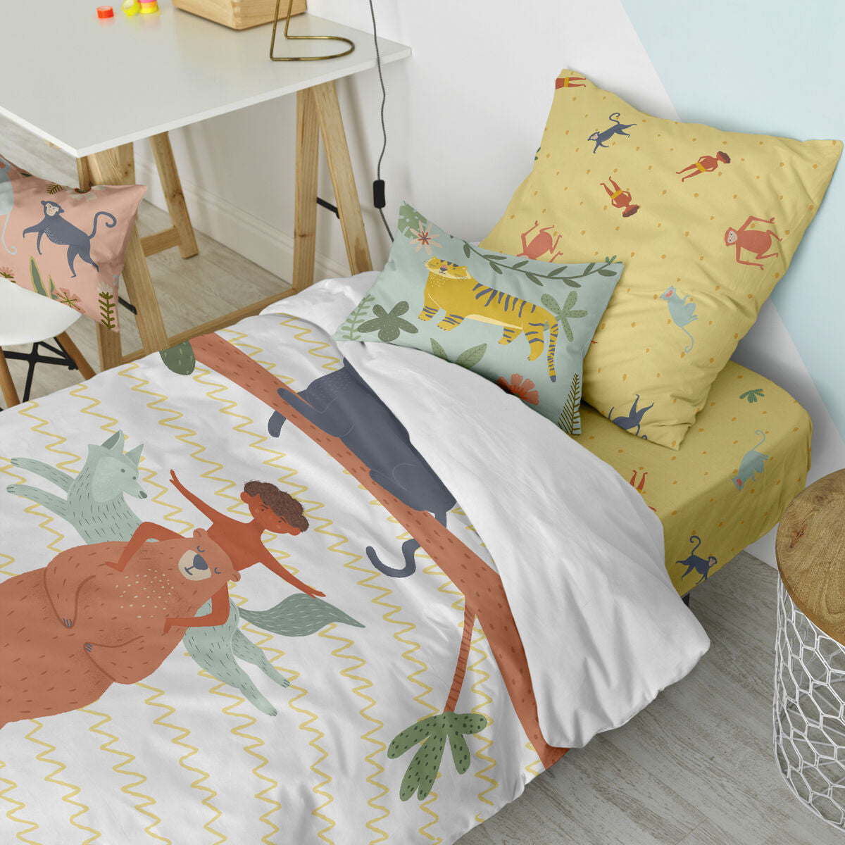 HappyFriday Mr Fox Jungle life Multicolour Duvet Cover Set 80cm Bed 2 Pieces