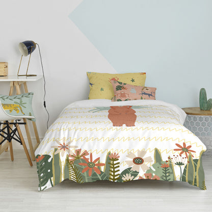 Juego de funda nórdica HappyFriday Mr Fox Jungle life  Multicolor Cama de 80 2 Piezas