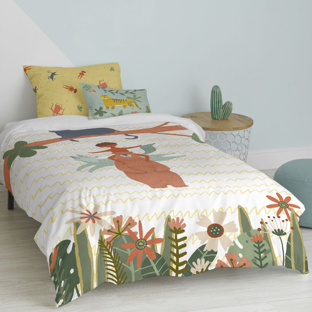 HappyFriday Mr Fox Jungle life Multicolour Duvet Cover Set 80cm Bed 2 Pieces