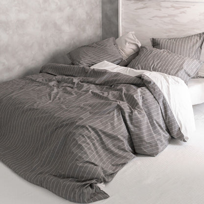 HappyFriday Basic Oxford Gray Duvet Cover 140 x 200 cm