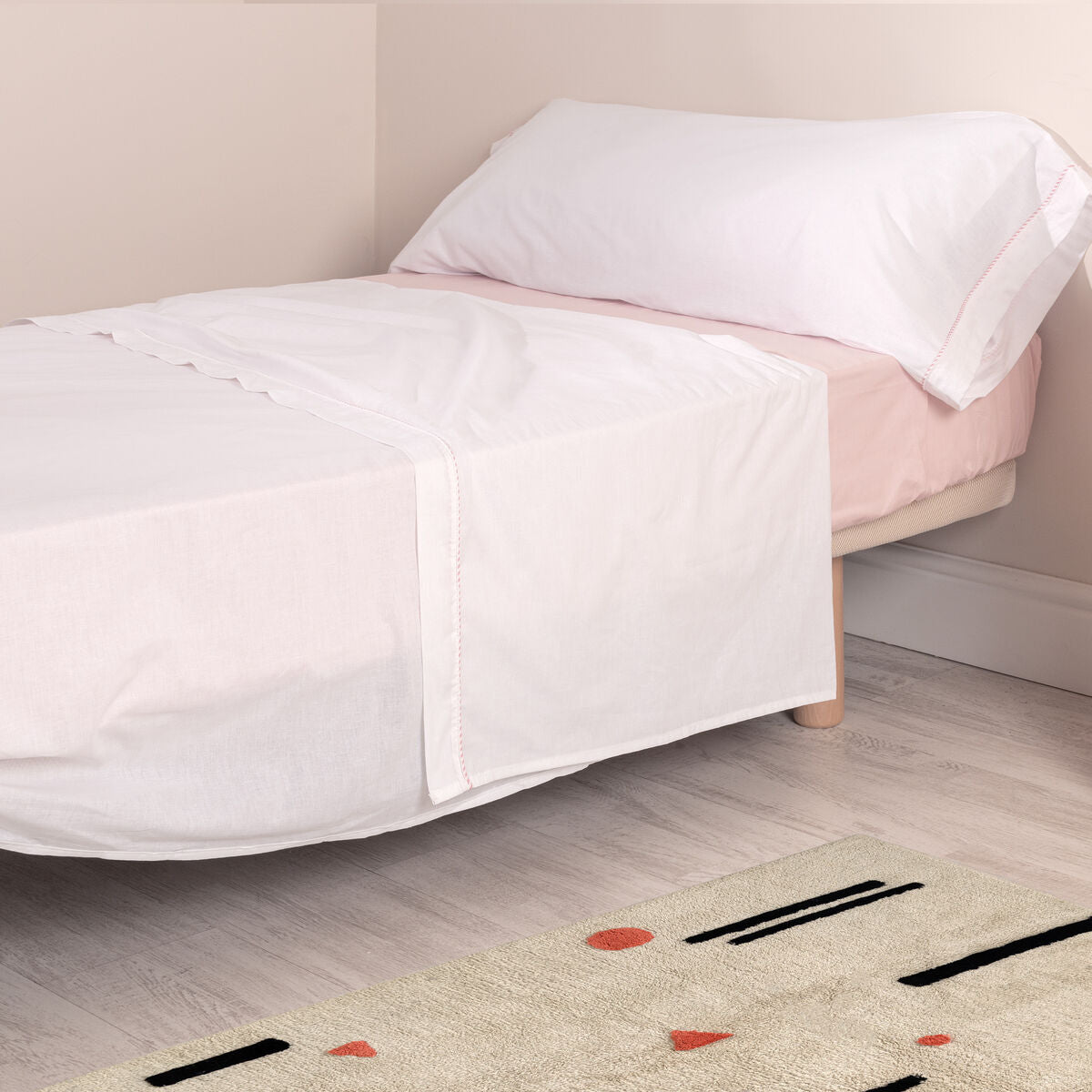 Juego de Sábanas HappyFriday Basic Kids Essential Rosa Cama de 105 180 x 270 cm 2 Piezas