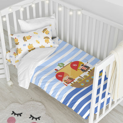 HappyFriday Happynois Pirate Ship Multicolor Baby Crib Duvet Cover Set 2 Pieces