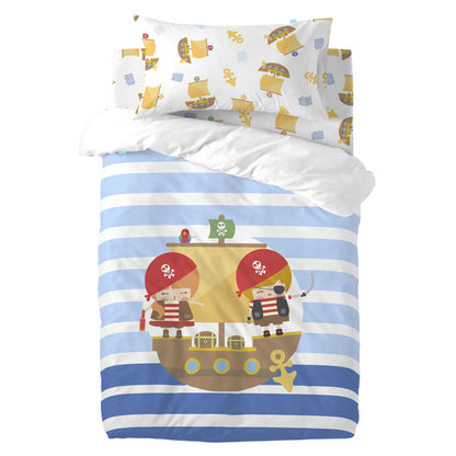 HappyFriday Happynois Pirate Ship Multicolor Baby Crib Duvet Cover Set 2 Pieces