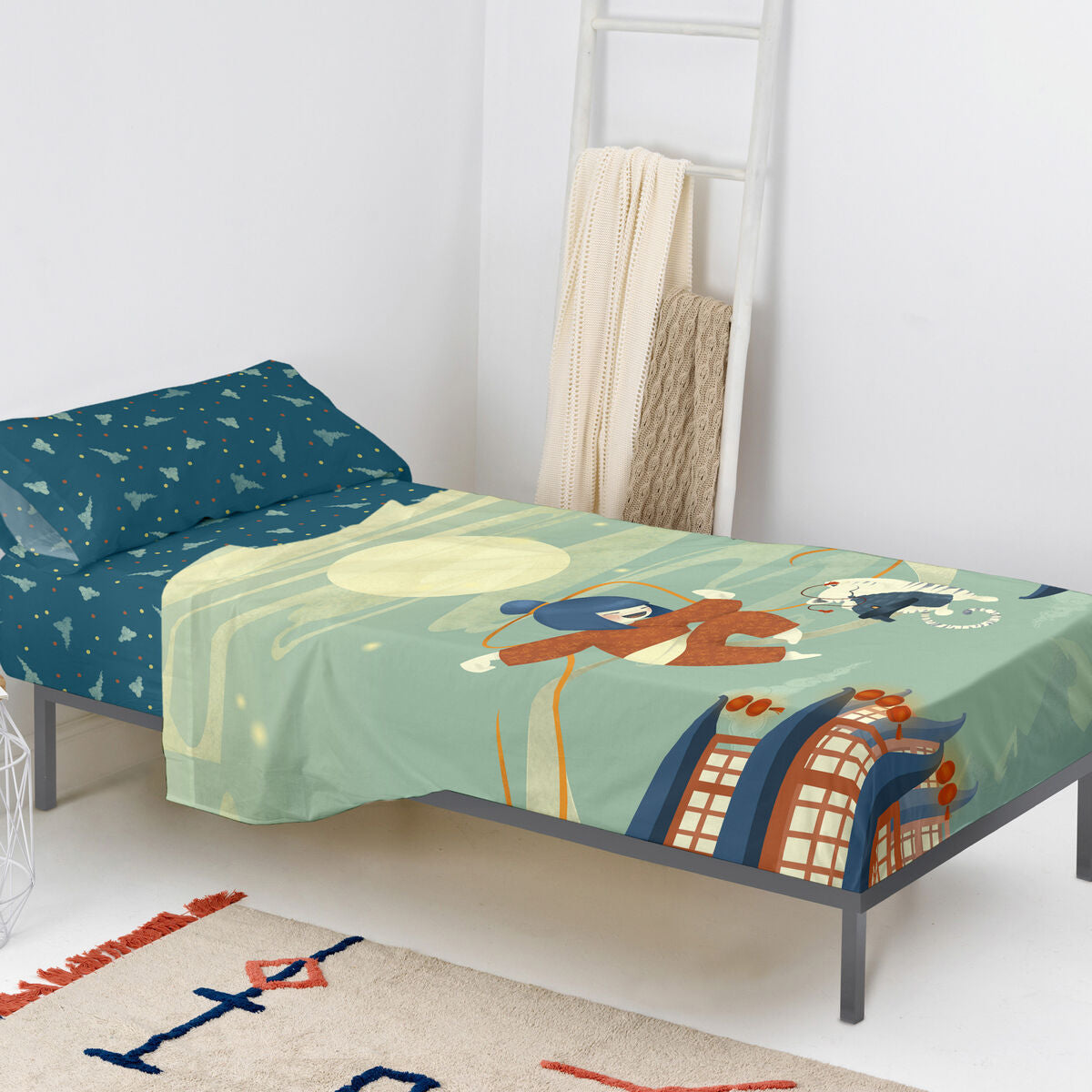 HappyFriday Mr Fox The Warrior Multicolor Bed Sheet Set 80/90 2 Pieces