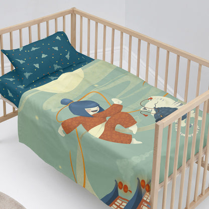 HappyFriday Mr Fox The Warrior Multicolor Baby Crib Sheet Set 2 Pieces